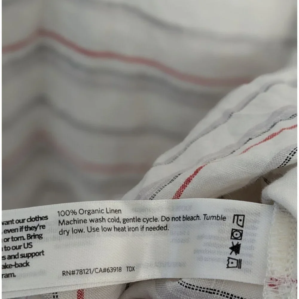 Eileen Fisher Womens Striped Linen V-Neck Tunic Kaftan L/XL Organic Fabric beach - Picture 5 of 5